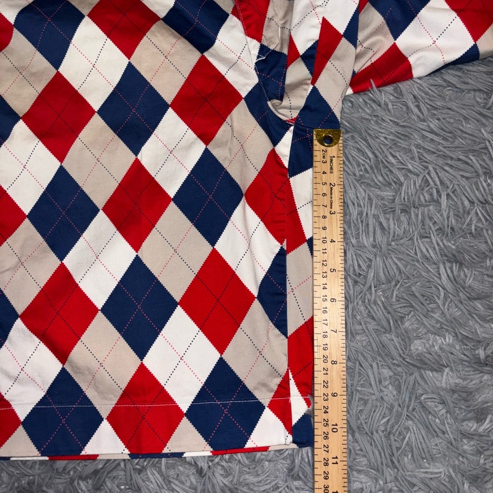 Loudmouth Men’s Golf Argyle Diamond Bermuda Flat Front Shorts 34 Red White Blue - Picture 8 of 8